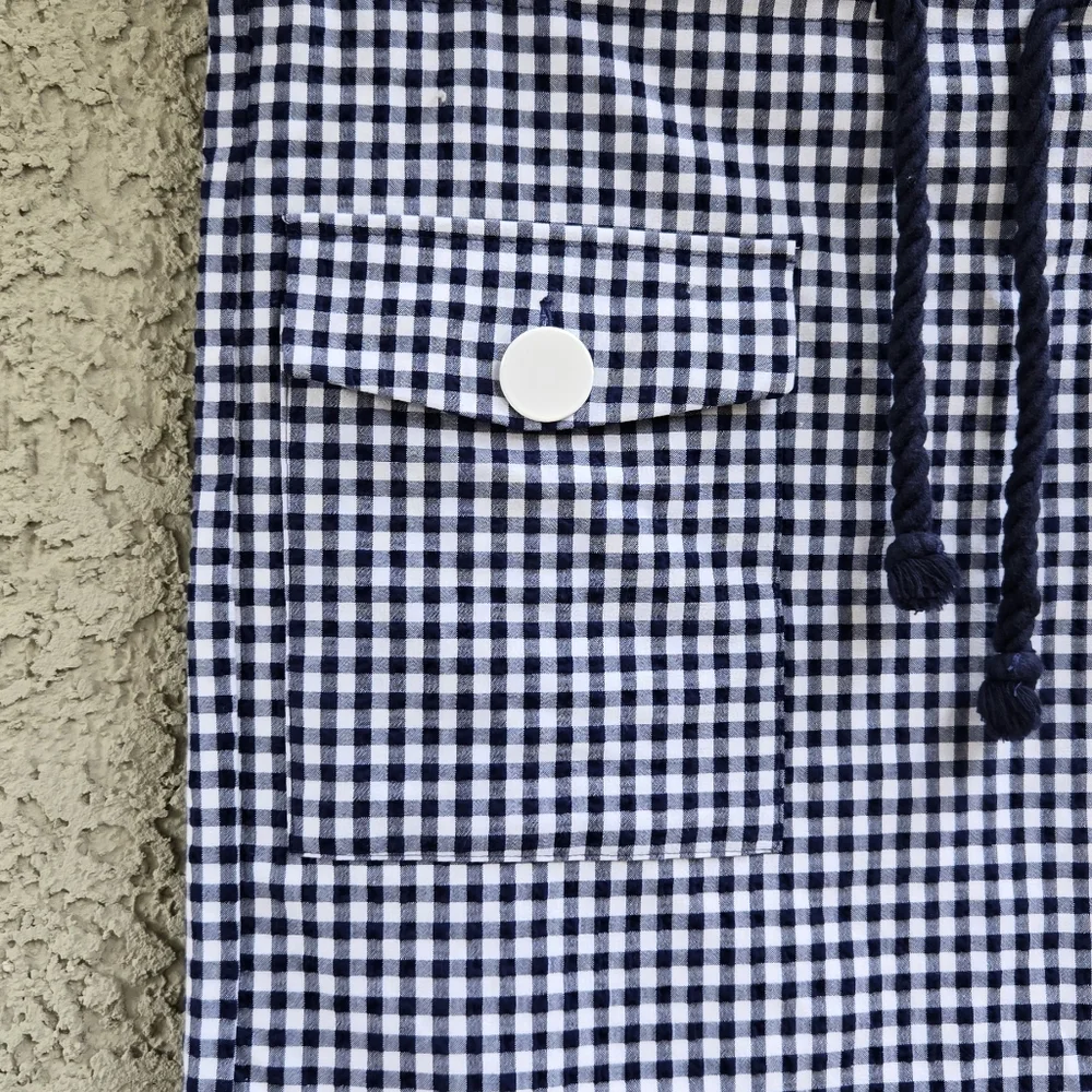 Zara Nautical Gingham Drawstring Mini Skirt - Picture 3 of 7